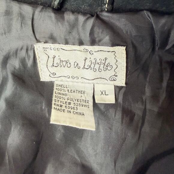 Live a Little Black Suede Leather Biker Jacket Classic Women's Full Zip Size XL - Picture 3 of 9